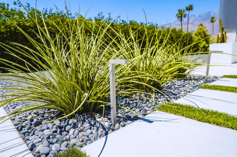 Paver stones and artificial grass